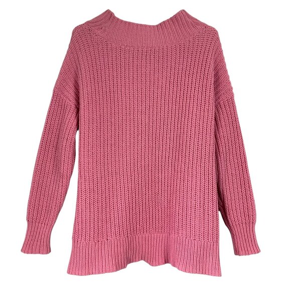 Aerie Pink High Neck Long Sleeve Cable Knit Pullover Sweater Size XS - Picture 1 of 6